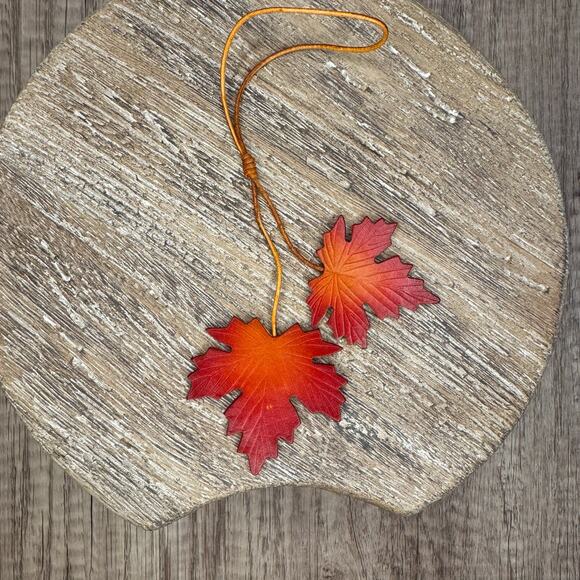 Genuine Leather Maple Leaf Bag Charm Autumn Leaves Brown Leather Crossbody Charm - Picture 5 of 8